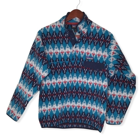 Patagonia Mens Synchilla Snap-T Fleece Pullover Forest Carpet: Deep Sea Blue - Picture 1 of 9